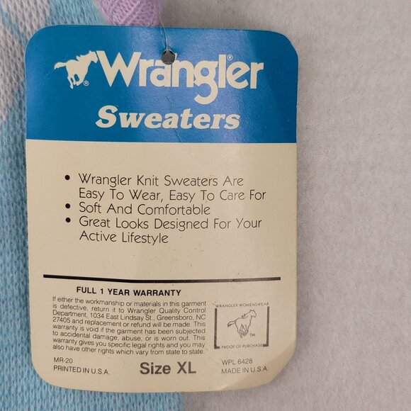 Wrangler 80s Knit Sweater Vest XL Argyle Diamond Pattern Retro Pullover New - Picture 6 of 11
